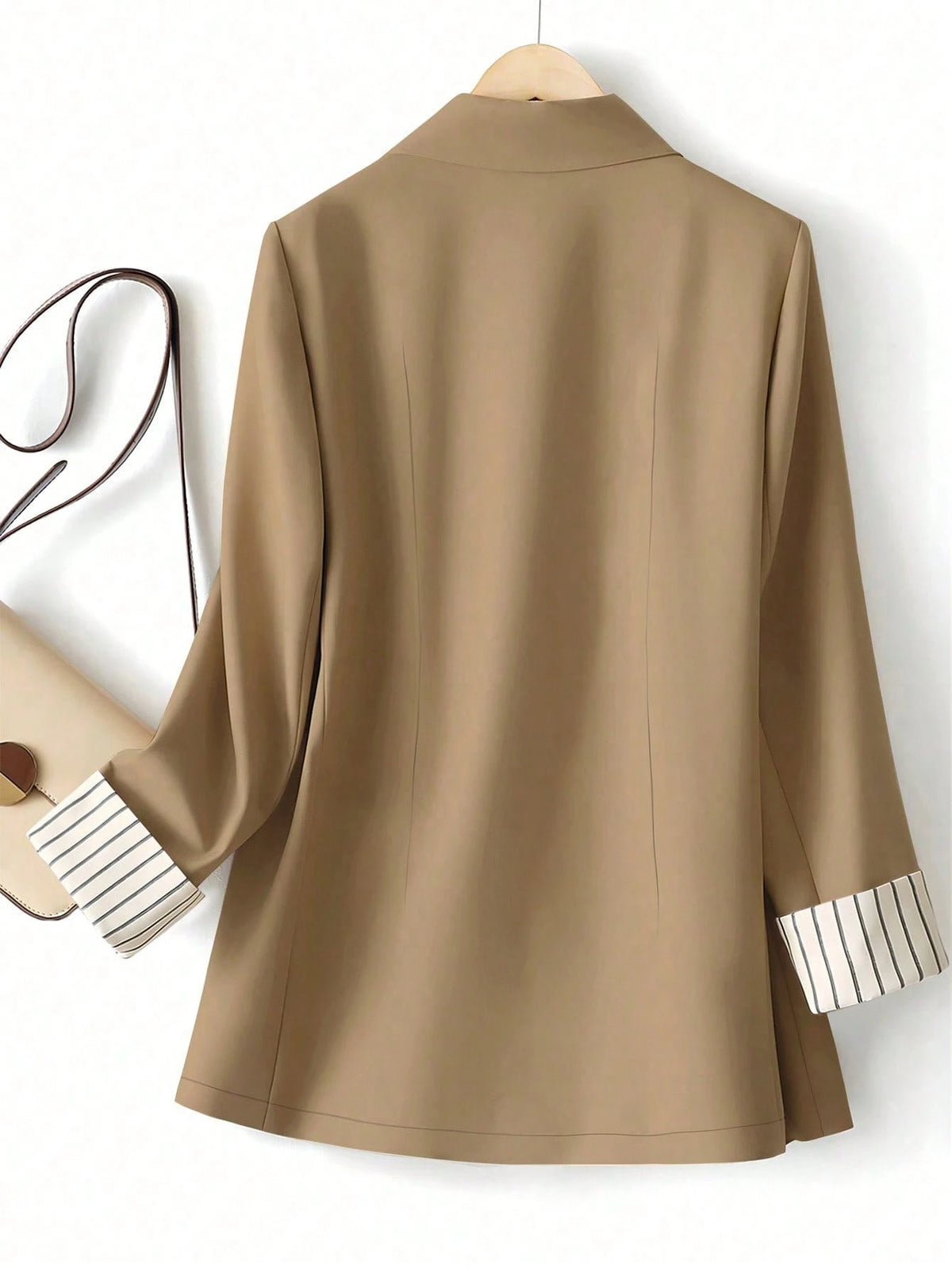 Women's Sleeve Stripe Patchwork Single-Button Regular Blazer Spring Fall