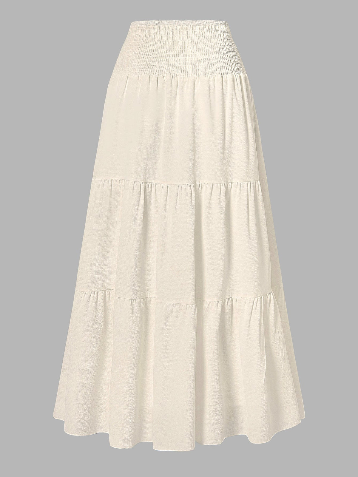 Women's Solid Color Minimalist Versatile Ruffle Hem Bubble Crinkle Feeling Semi-Sheer Skirt Summer