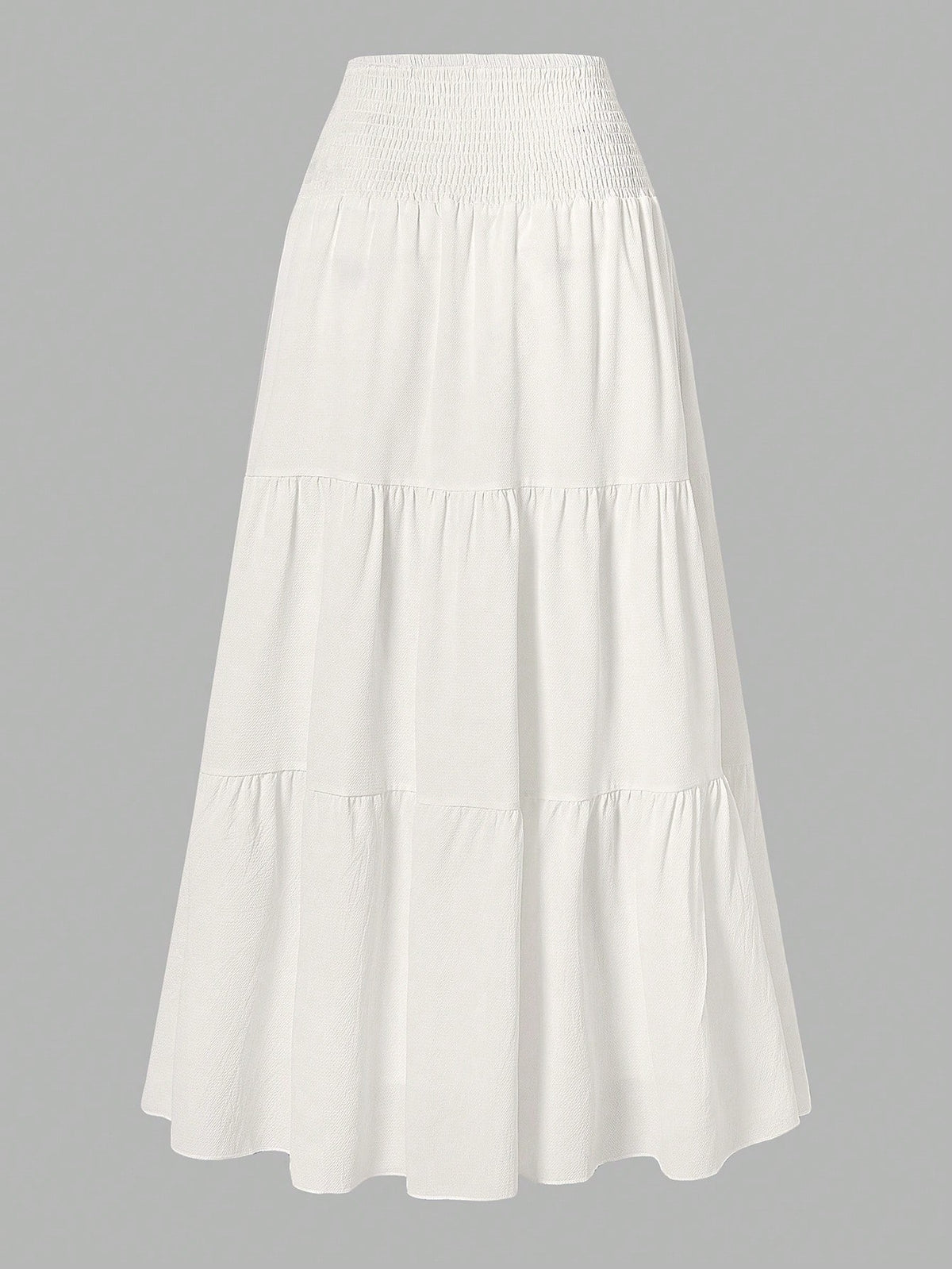 Women's Solid Color Minimalist Versatile Ruffle Hem Bubble Crinkle Feeling Semi-Sheer Skirt Summer