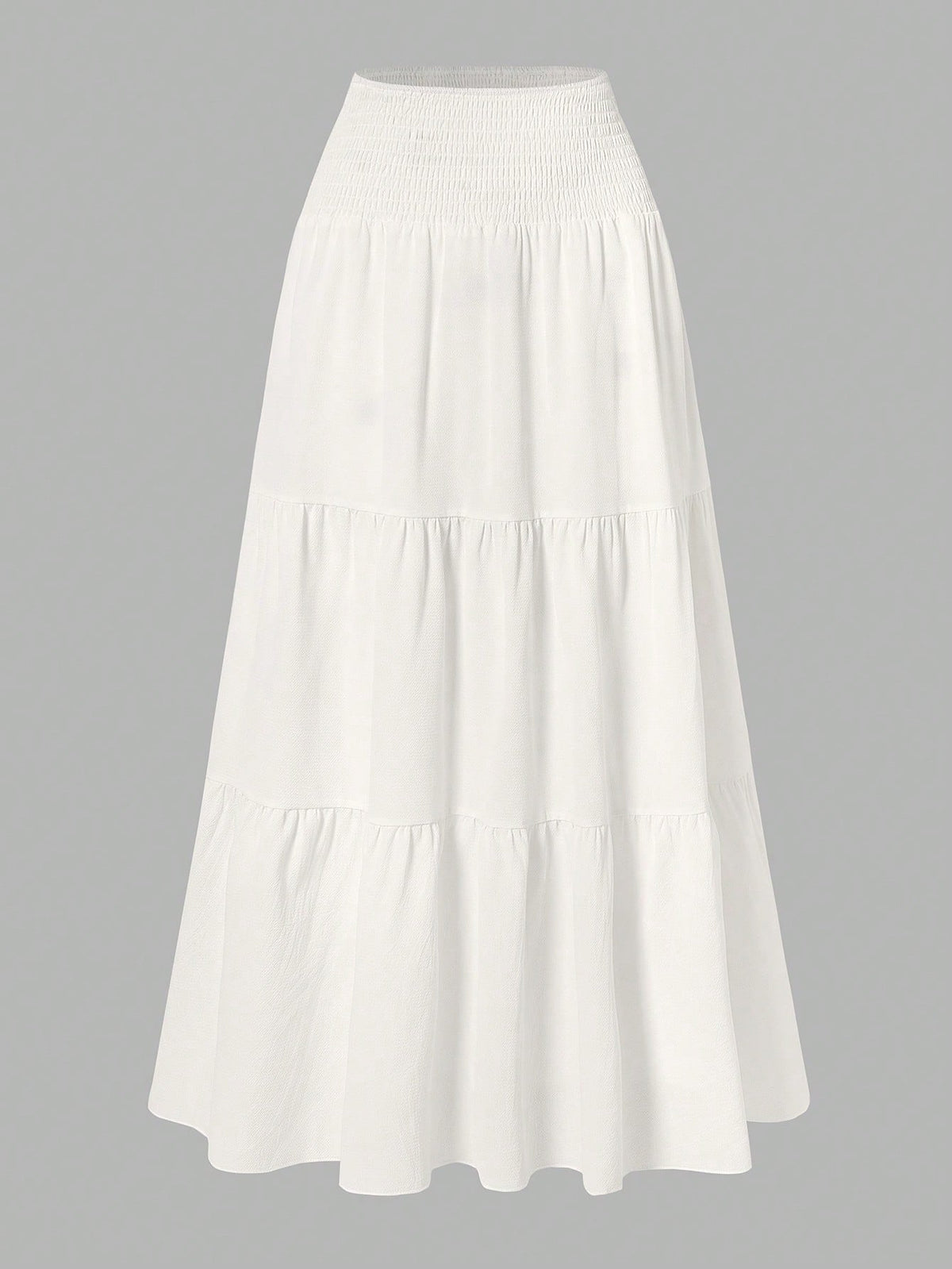 Women's Solid Color Minimalist Versatile Ruffle Hem Bubble Crinkle Feeling Semi-Sheer Skirt Summer