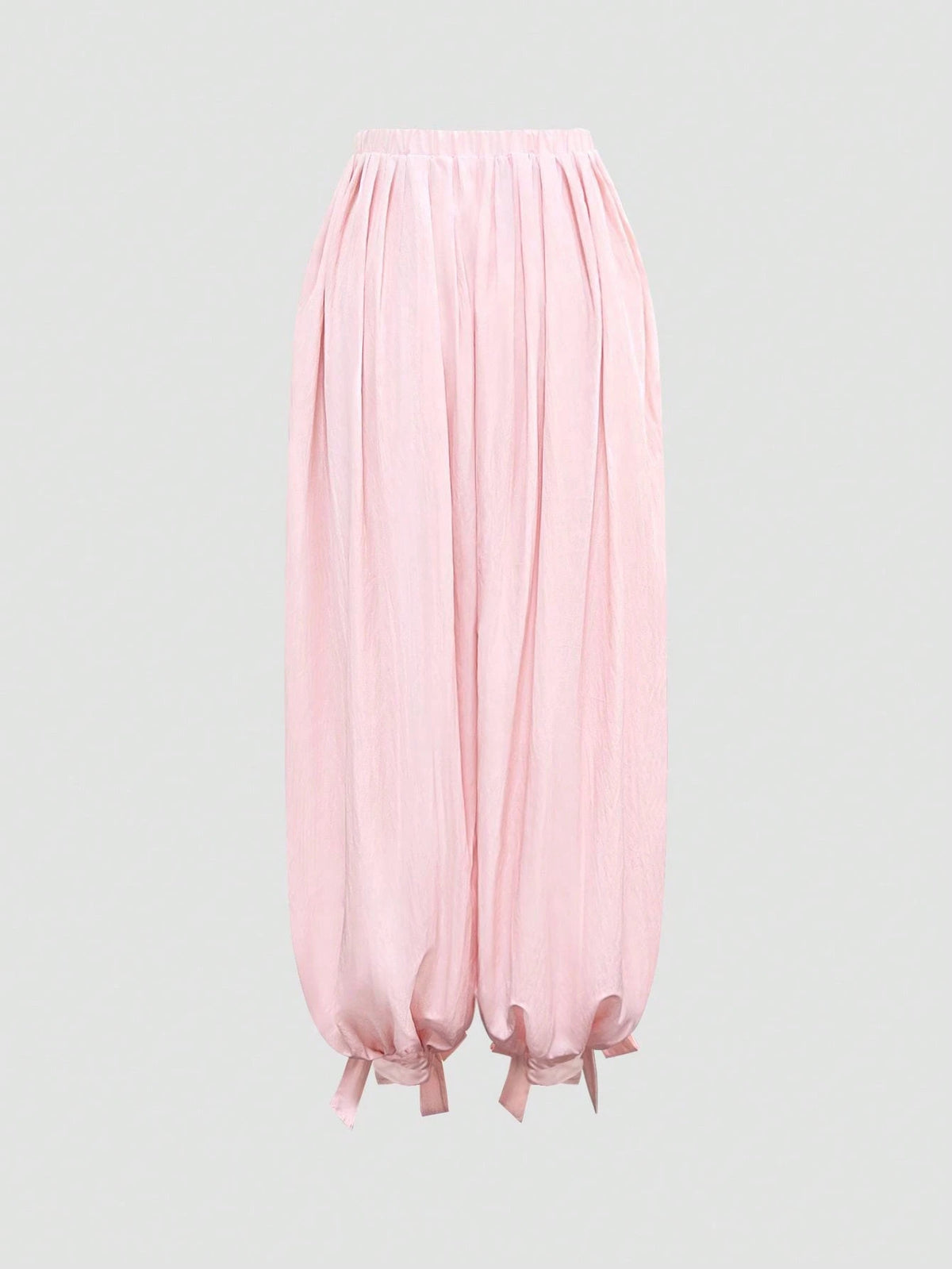 Women's Solid Color Pleated Casual Loose Drawstring Harem Pants Pink Spring