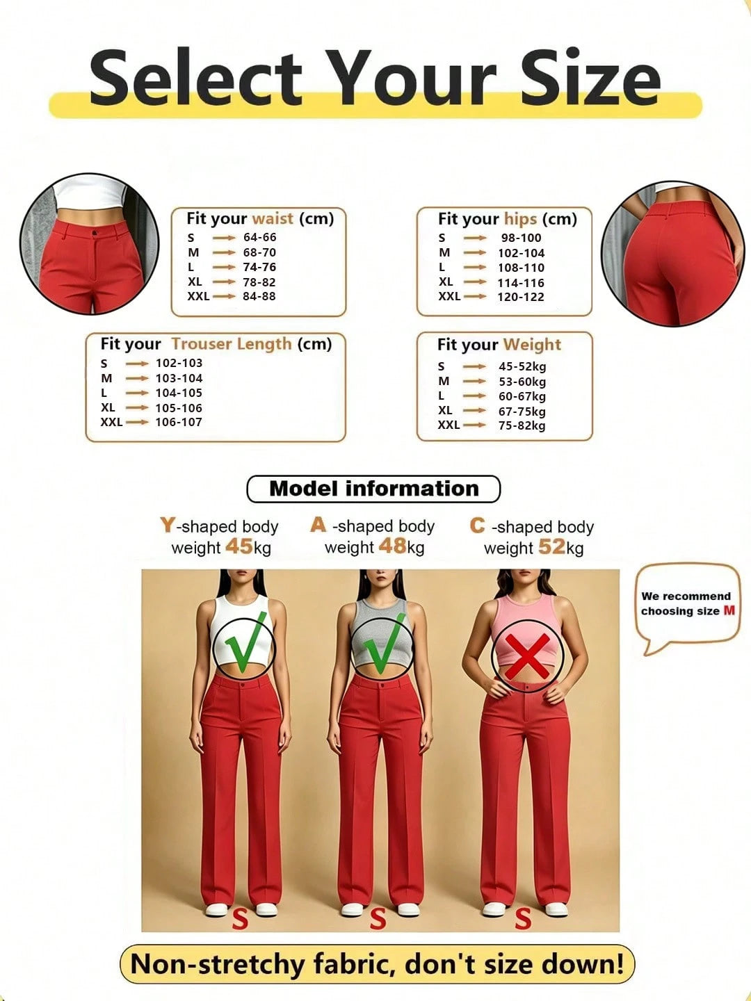 Women's Straight Loose Casual Solid Color Button Zipper Pocket Pants Spring Red