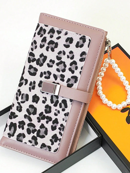 Women's Wallet Simple Cute Kitten Pattern Coin Purse Multi-Functional Card Holder With Multiple Card Slots Money Bag Exquisite Gift Box Packaging Mini Pearl Leopard Print Handbag For Women Wallet Purs