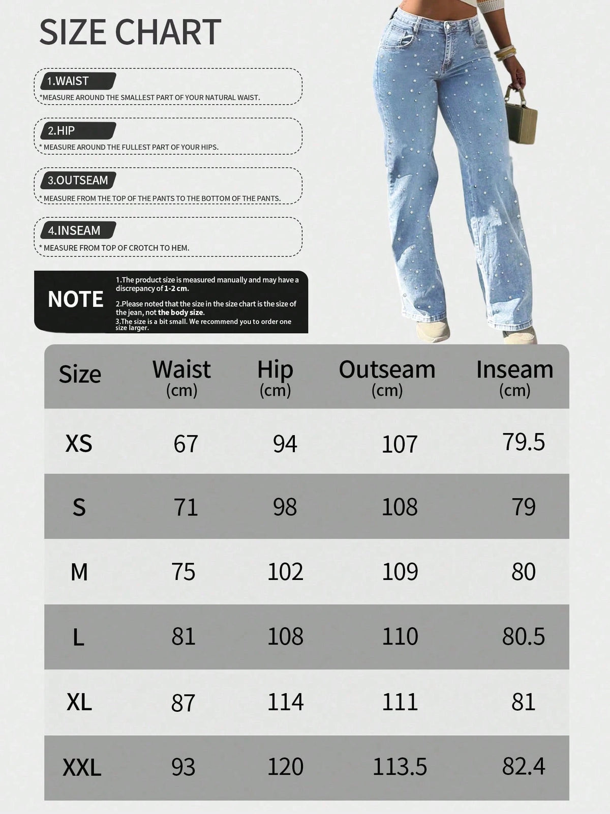 Women's Washed Pearl Embellished Loose Straight Leg Jeans, Suitable For Dating, Commuting, And Casual Outings