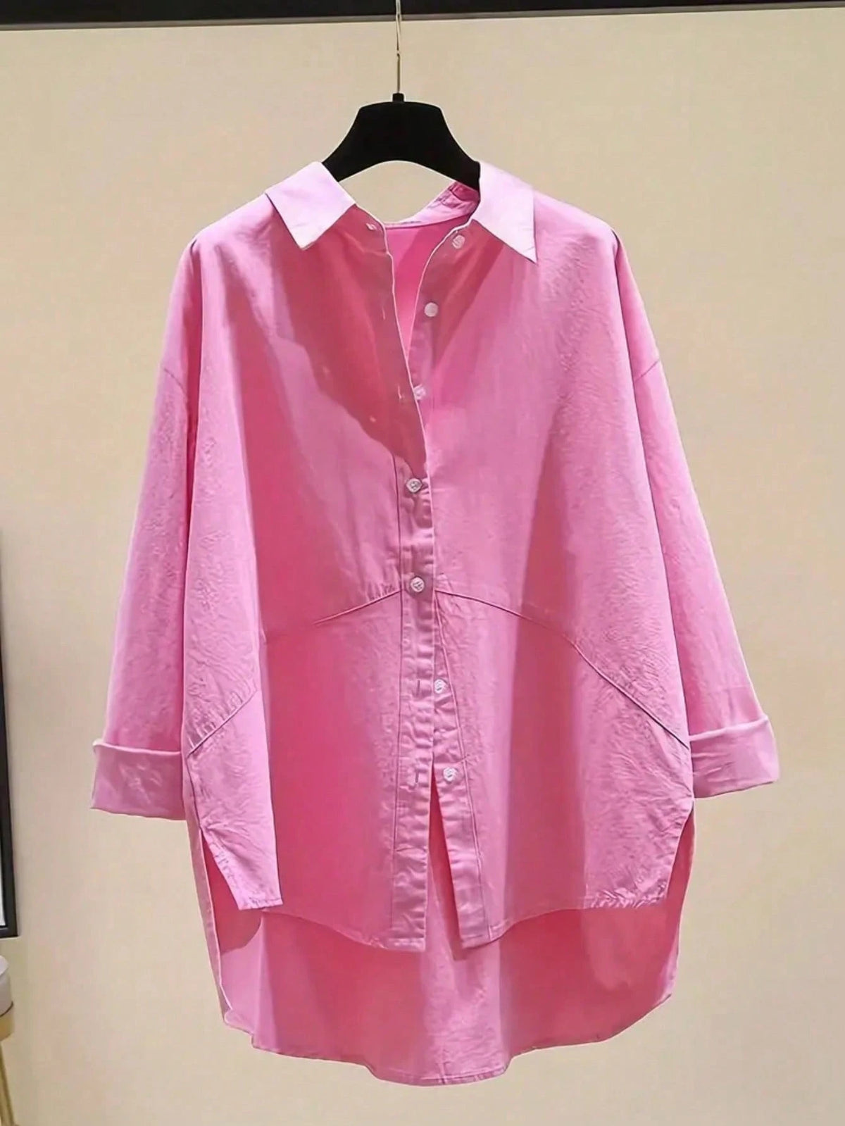 Women Simple Solid Color Button-Up Casual Shirt,Long Sleeve Tops Summer