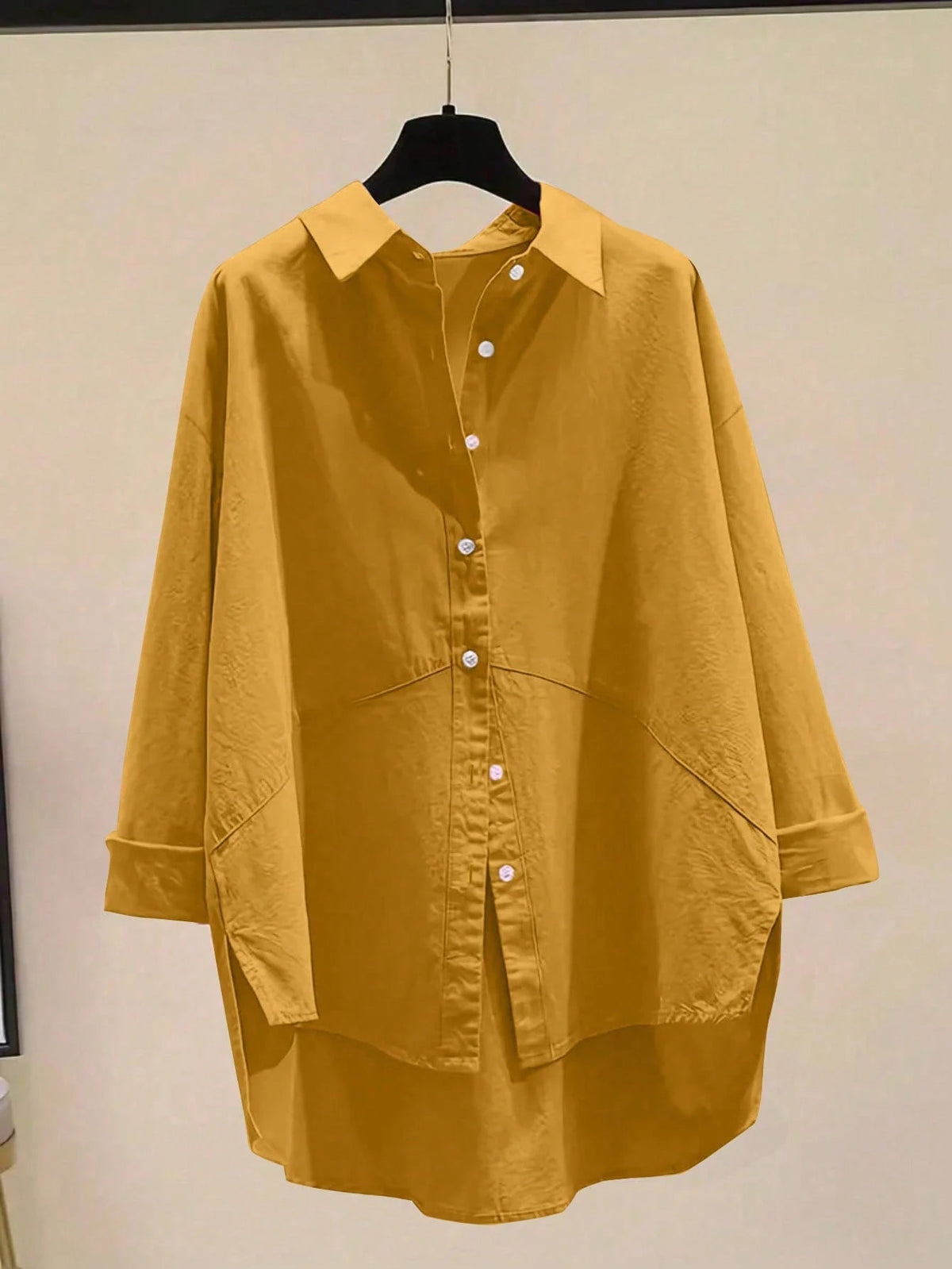 Women Simple Solid Color Button-Up Casual Shirt,Long Sleeve Tops Summer