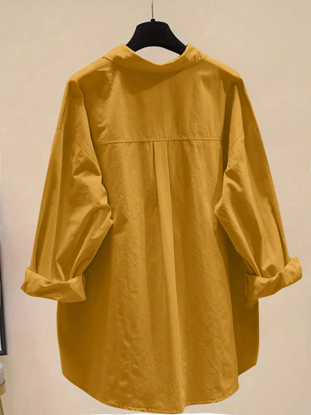 Women Simple Solid Color Button-Up Casual Shirt,Long Sleeve Tops Summer