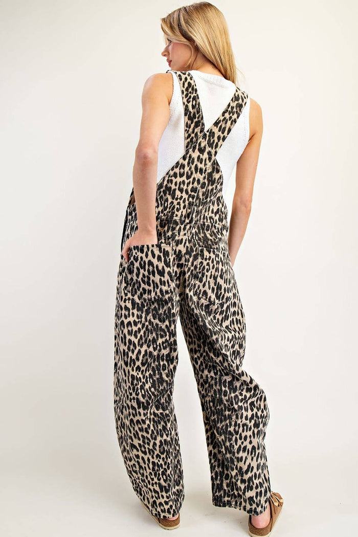 Women's Barrel Leg Jumpsuit - Leopard