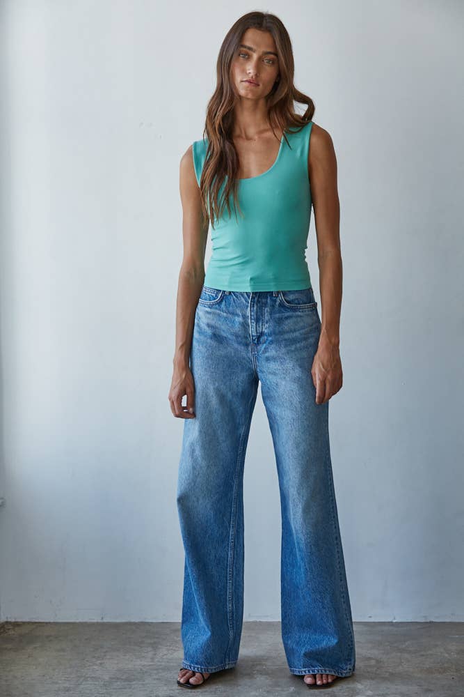 Women's Double Layered Seamless Top - Ash Moss (Final Sale)