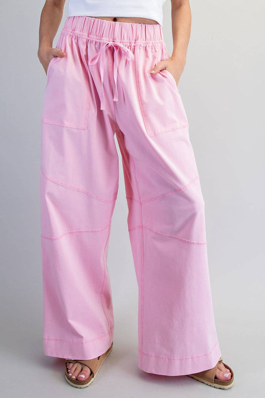 Women's Exposed Seam Wide Leg Pants - Sweet Pink