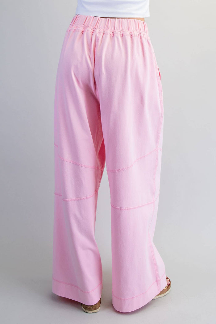 Women's Exposed Seam Wide Leg Pants - Sweet Pink