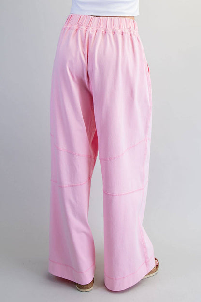 Women's Exposed Seam Wide Leg Pants - Sweet Pink