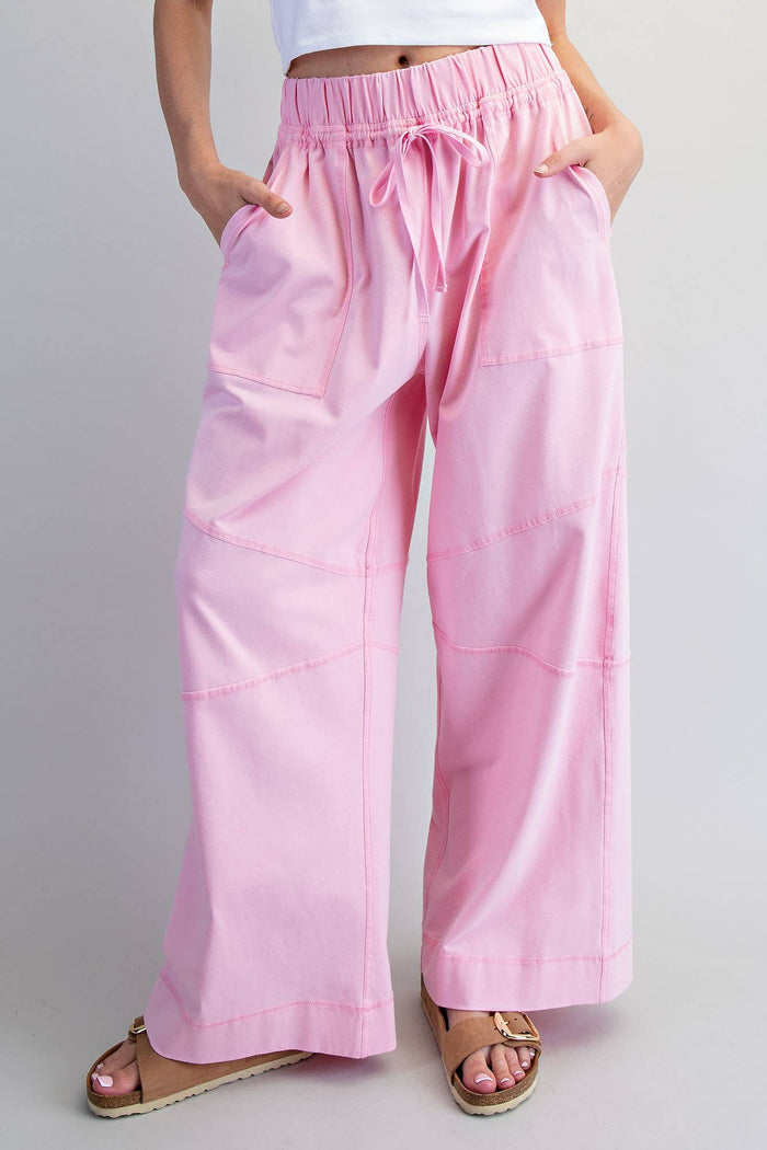 Women's Exposed Seam Wide Leg Pants - Sweet Pink