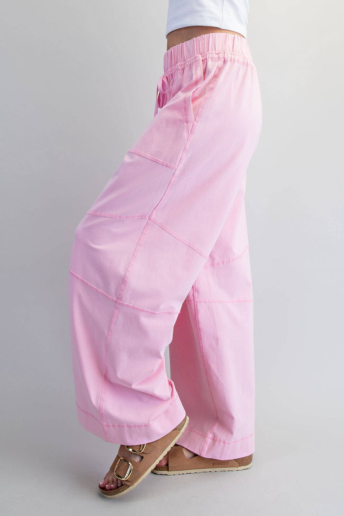 Women's Exposed Seam Wide Leg Pants - Sweet Pink