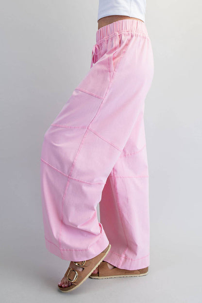 Women's Exposed Seam Wide Leg Pants - Sweet Pink