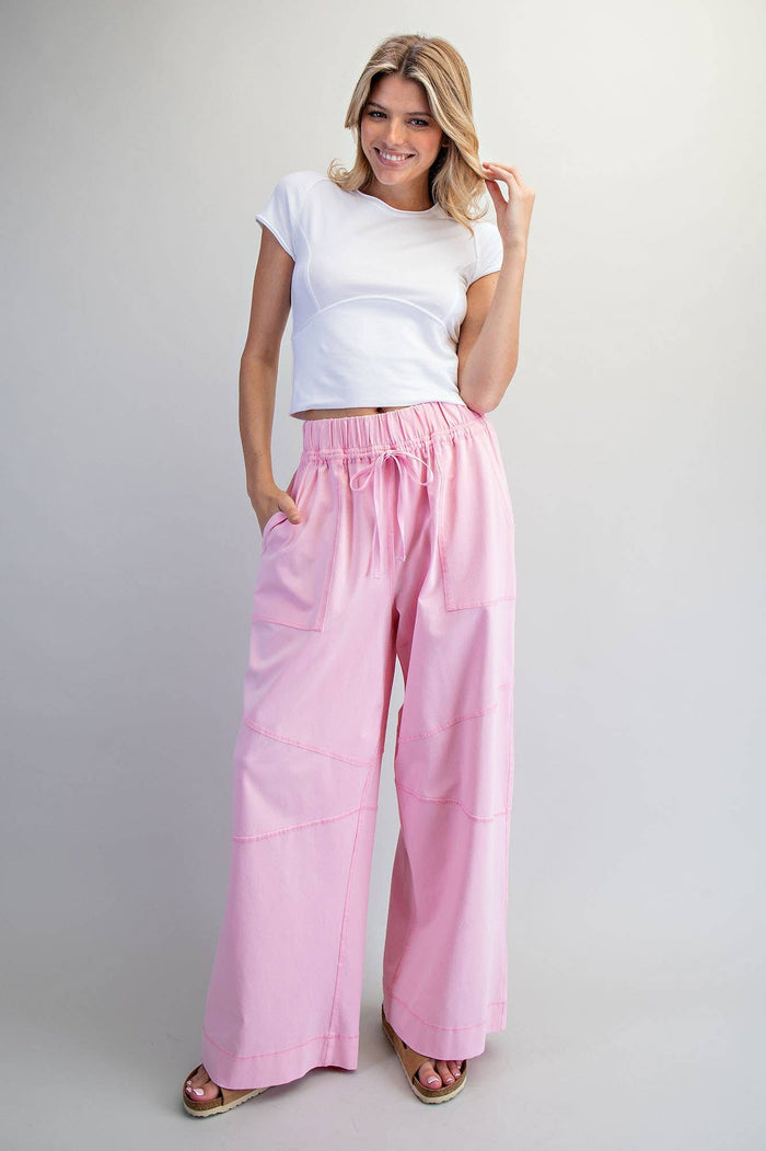 Women's Exposed Seam Wide Leg Pants - Sweet Pink