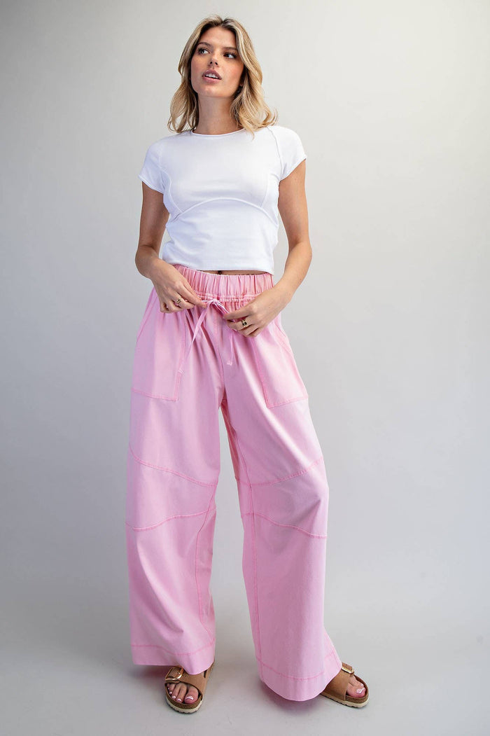Women's Exposed Seam Wide Leg Pants - Sweet Pink