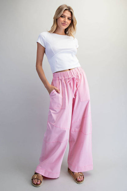 Women's Exposed Seam Wide Leg Pants - Sweet Pink
