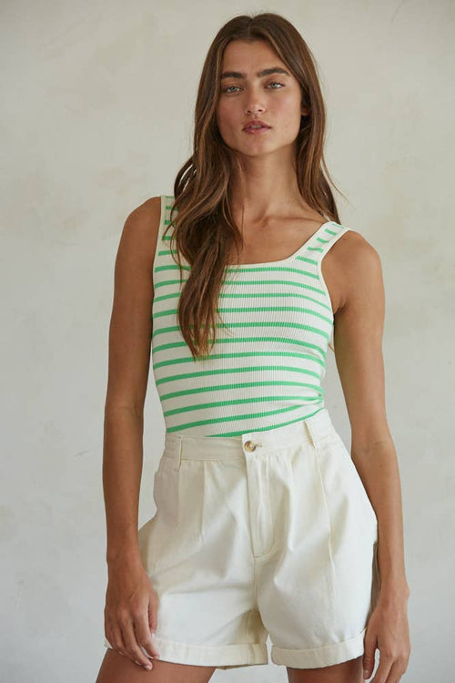Women's Knit Seamless Ribbed Bodysuit - Cream/Apple Green