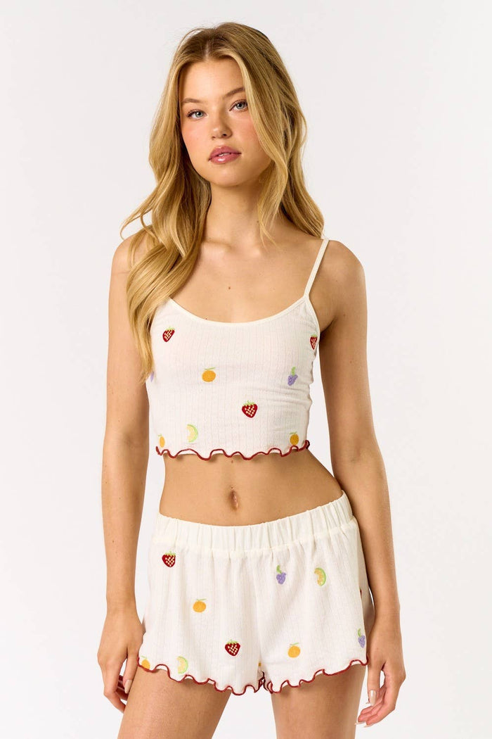 Women's Pointelle Cami Lounge Top & Short Set - Fruit (Final Sale)