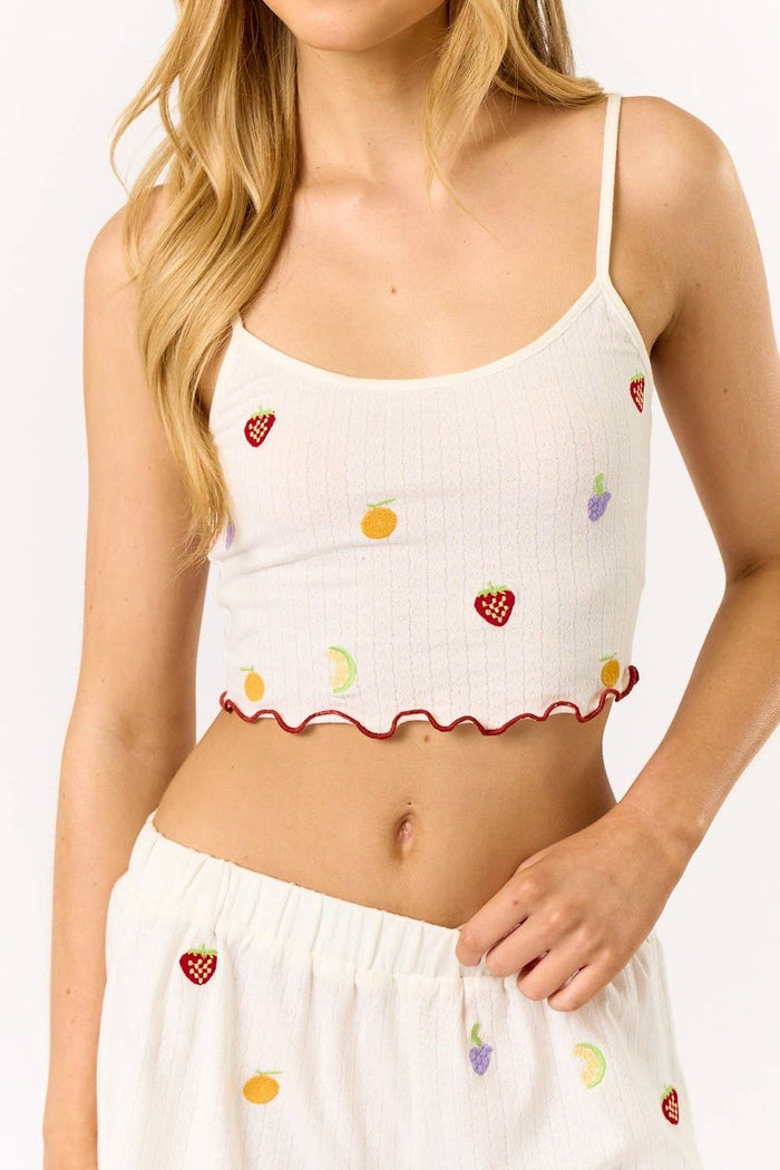 Women's Pointelle Cami Lounge Top & Short Set - Fruit (Final Sale)