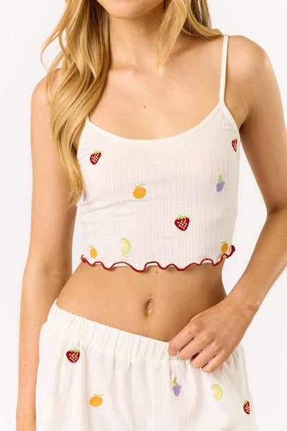 Women's Pointelle Cami Lounge Top & Short Set - Fruit (Final Sale)