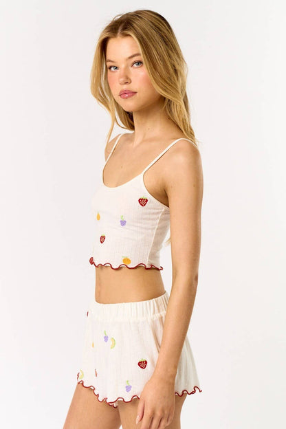 Women's Pointelle Cami Lounge Top & Short Set - Fruit (Final Sale)