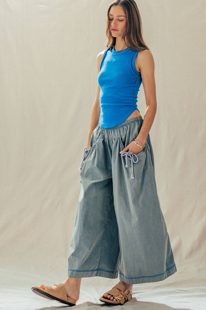 Women's Ribbed Slim Fit Sleeveless Tank Top - Blue (Final Sale)