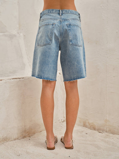 Women's Wide Leg Bermuda Shorts - Denim