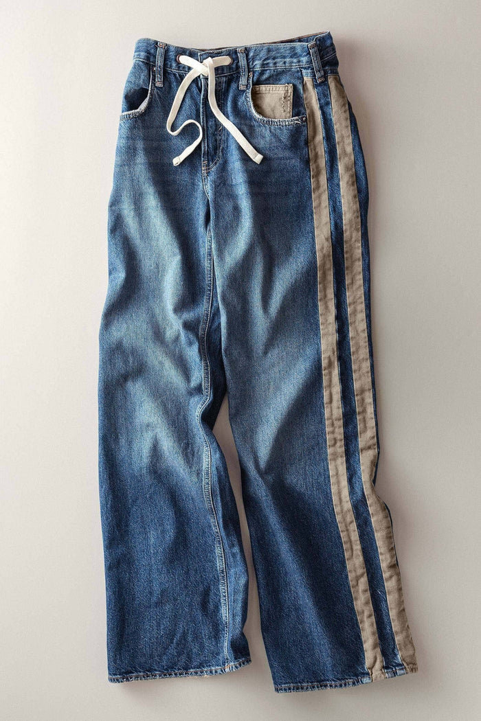 Women's Wide-Leg Utility Stripe Jeans - Denim Taupe