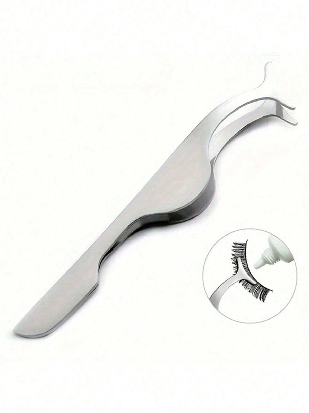X Milania 1pc Stainless Steel Eyelash Tweezer, Lash Extension Tweezers, Lash Removal Tweezers, Women False Eyelash Glue Application Tool