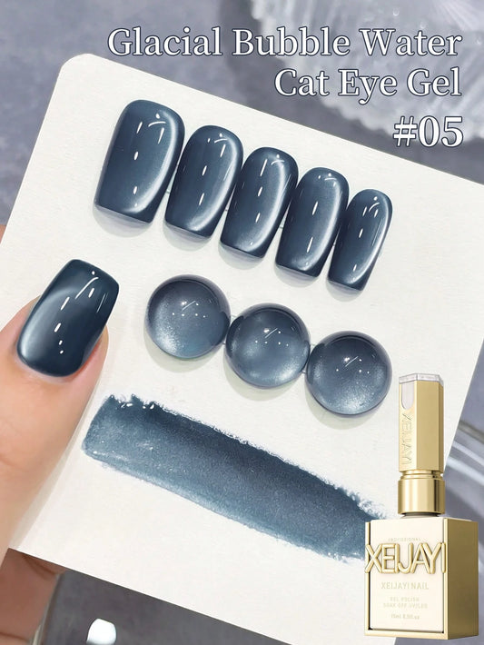XEIJAYI 1pc Blue Cat Eye Nail Gel, High Saturation Glossy UV/LED Soak-Off Nail Gel, DIY Salon-Grade Nail Gel