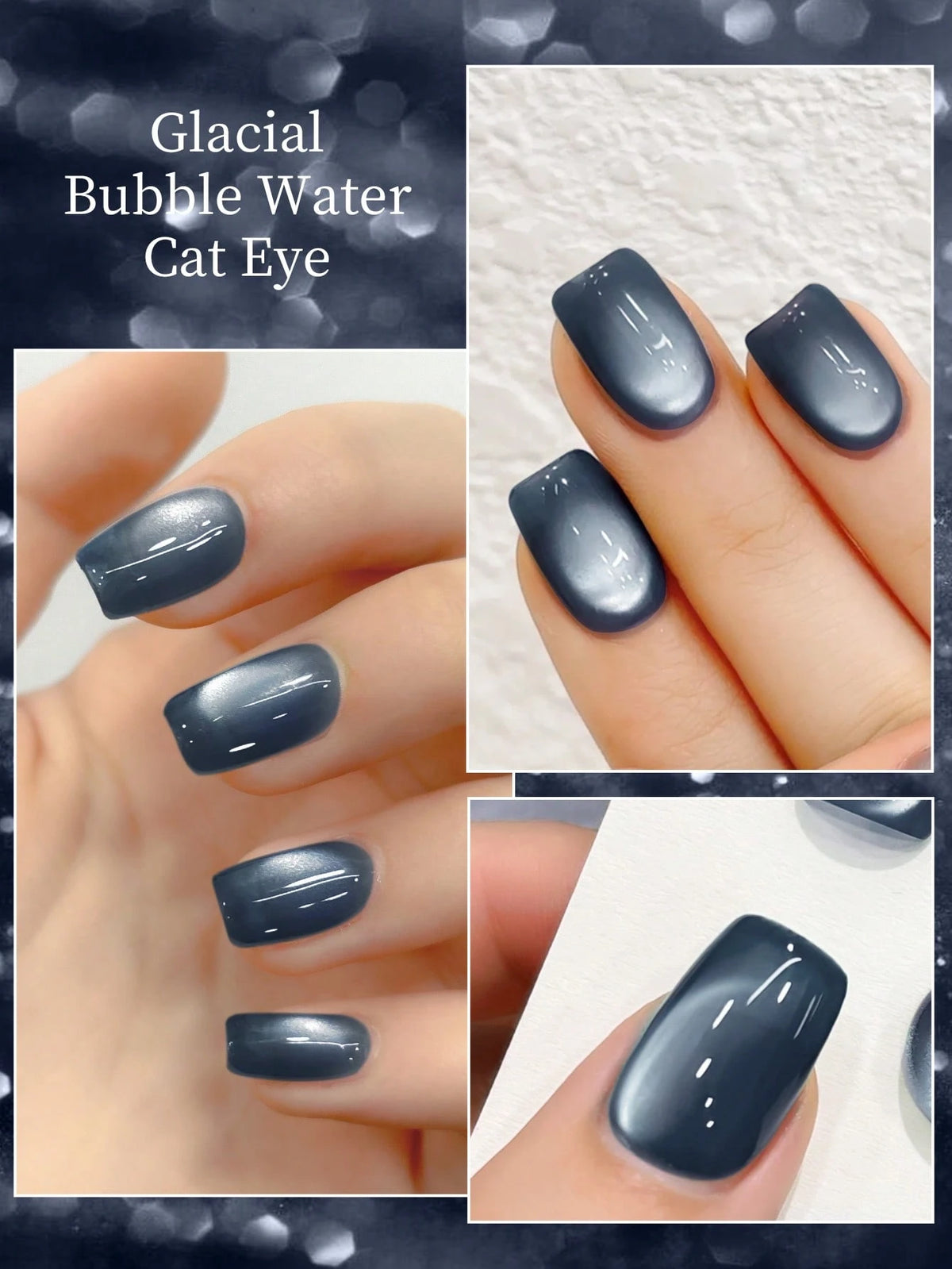 XEIJAYI 1pc Blue Cat Eye Nail Gel, High Saturation Glossy UV/LED Soak-Off Nail Gel, DIY Salon-Grade Nail Gel