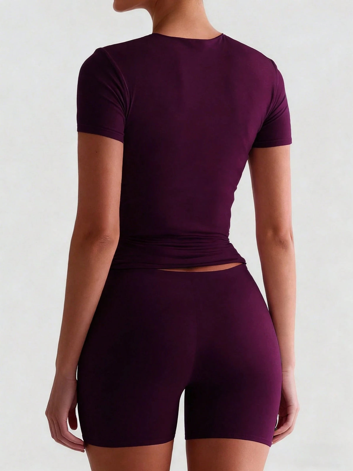 XLLAIS 2026 Women's Round Neck Short Sleeve Basic Solid Color Slim Fit Casual T-Shirt, Summer