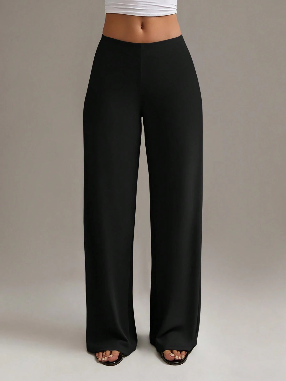 XLLAIS Women's High Waist Straight Leg Pants, Fashionable & Stretchy, Autumn/Winter Casual Black Spring, Office
