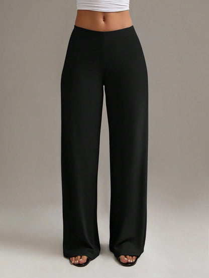XLLAIS Women's High Waist Straight Leg Pants, Fashionable & Stretchy, Autumn/Winter Casual Black Spring, Office