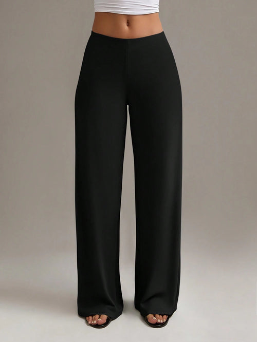 XLLAIS Women's High Waist Straight Leg Pants, Fashionable & Stretchy, Autumn/Winter Casual Black Spring, Office