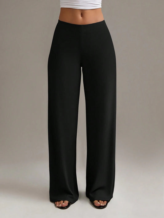 XLLAIS Women's High Waist Straight Leg Pants, Fashionable & Stretchy, Autumn/Winter Casual Black Spring, Office