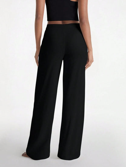 XLLAIS Women's High Waist Straight Leg Pants, Fashionable & Stretchy, Autumn/Winter Casual Black Spring, Office