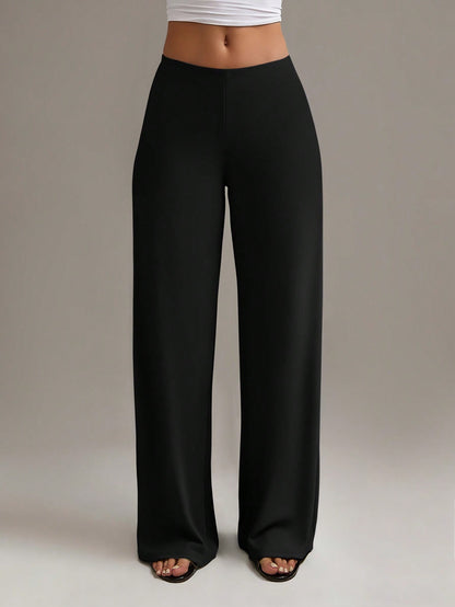 XLLAIS Women's High Waist Straight Leg Pants, Fashionable & Stretchy, Autumn/Winter Casual Black Spring, Office