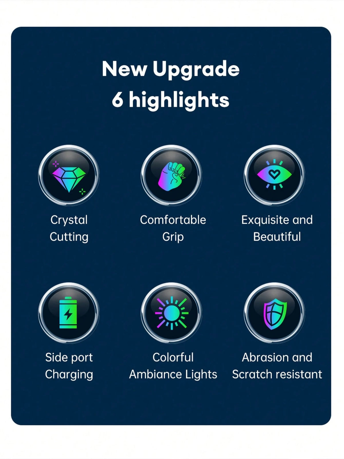 XUDA New Crystal Gear Shift Knob With 7-Color LED Lights, Plug-And-Play, Side Port, Comfortable Grip, Scratch-Resistant, Suitable For Lexus, Mitsubishi, Audi, Mercedes-Benz, Vehicles