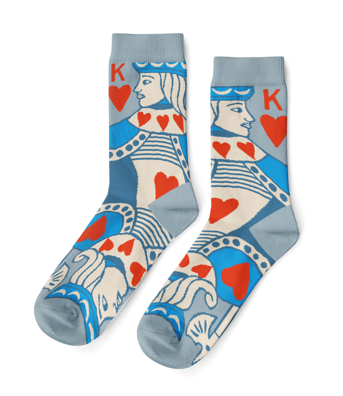Yellow Owl Workshop Crew Socks - King Of Hearts