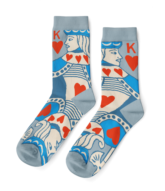 Yellow Owl Workshop Crew Socks - King Of Hearts