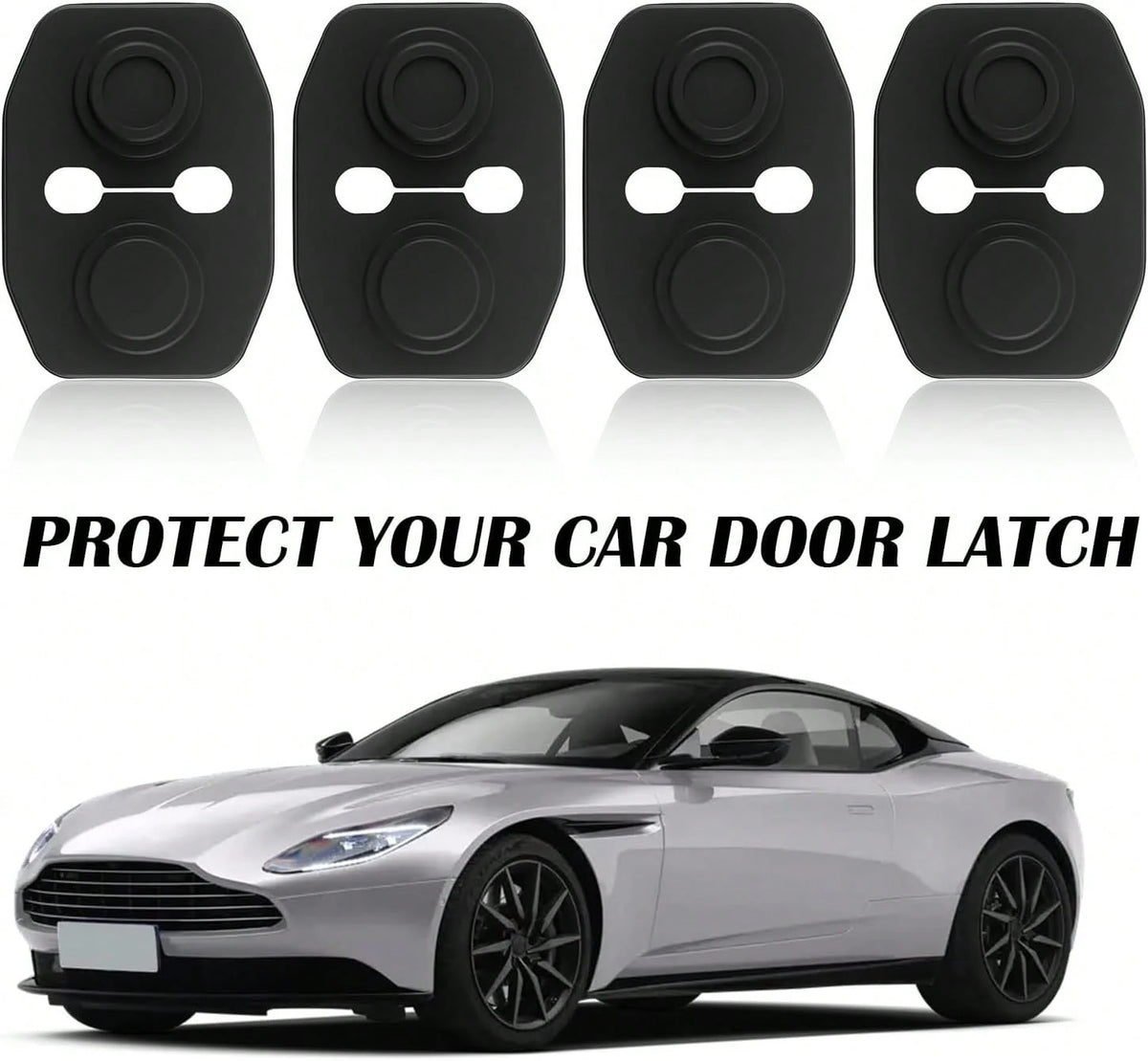 YGDMD 4PCS Universal Silicone Car Door Latch Covers,New Silicone Door Latch Protective Cover With 3 Layers Of Shock Absorption For Protection &Amp; Noise Reduction,Soft Car Doors Strike Protector