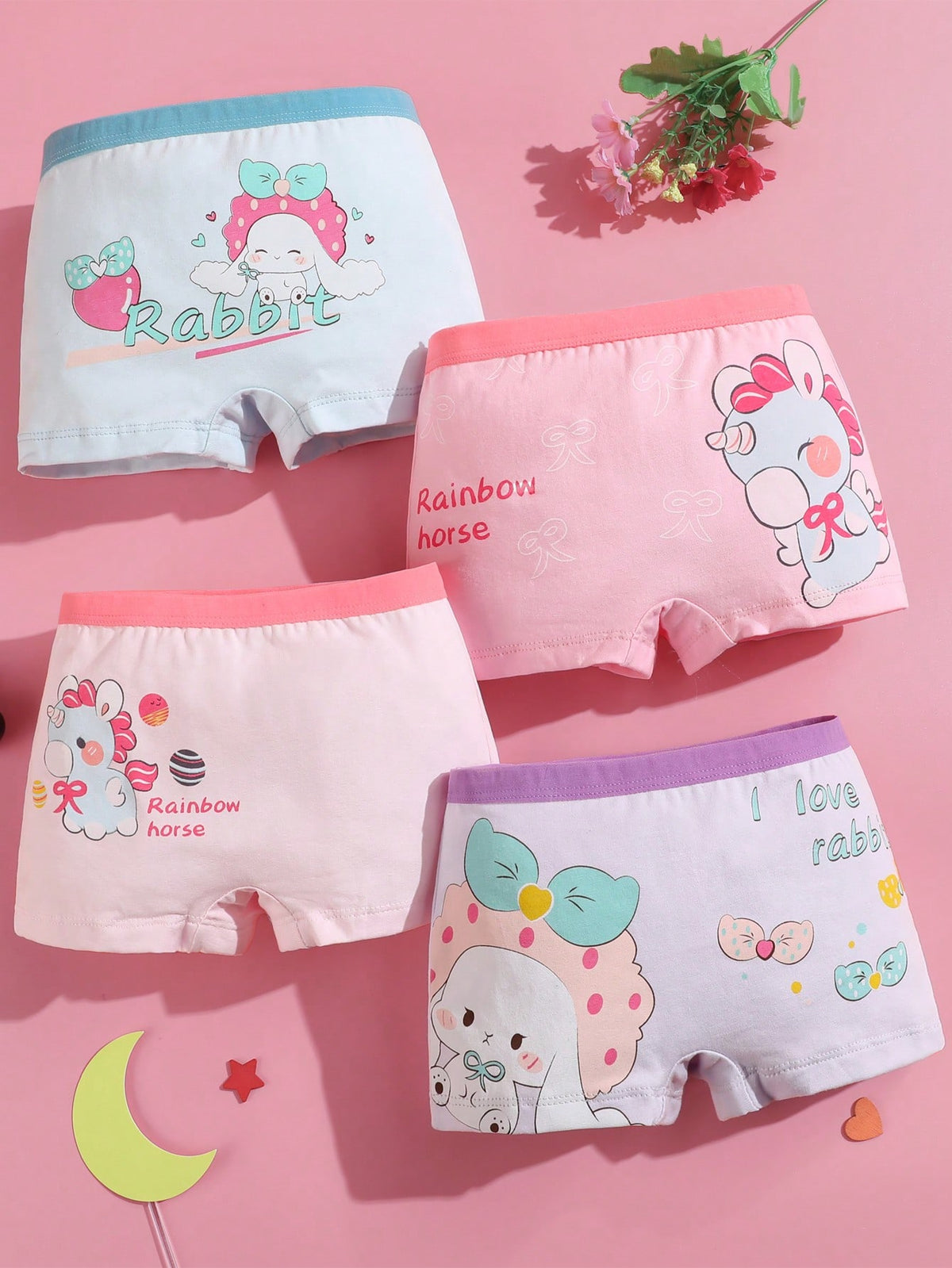 Young Girl 12 Pcs Young Girl Cute Cartoon Underwear Soft Cotton Baby Panties