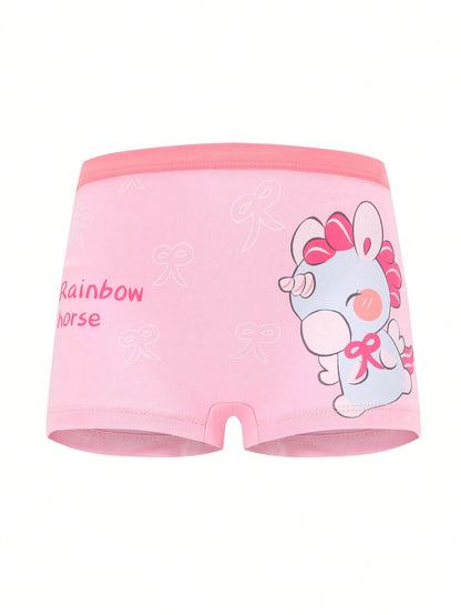 Young Girl 4pcs/Pack Soft, Comfortable And Cute Pattern Briefs