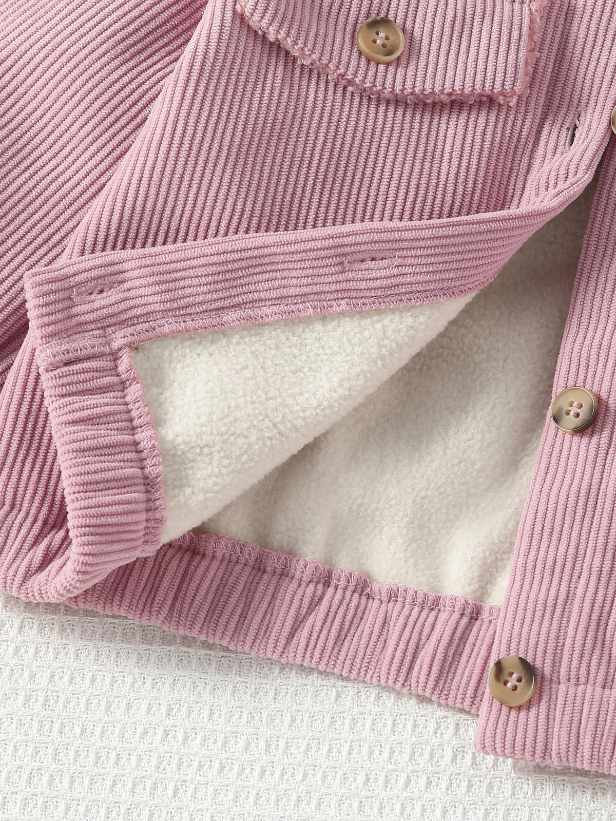 Young Girl Borg Collar Teddy Lined Corduroy Jacket