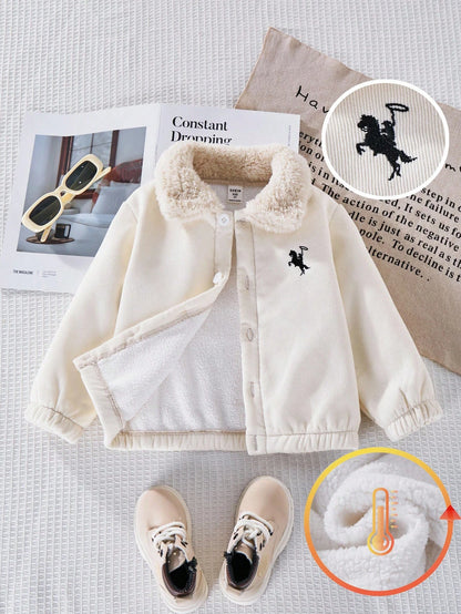 Young Girl Borg Collar Teddy Lined Corduroy Jacket