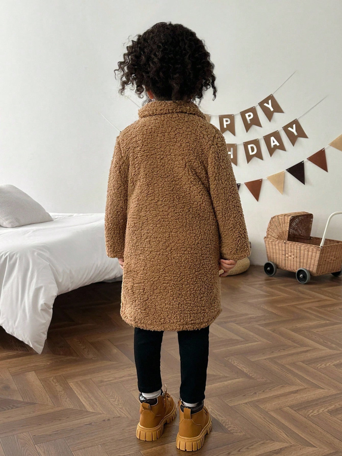 Young Girl Casual Versatile Turndown Collar Thermal Lined Thick Long Sleeve Cardigan Fall Winter