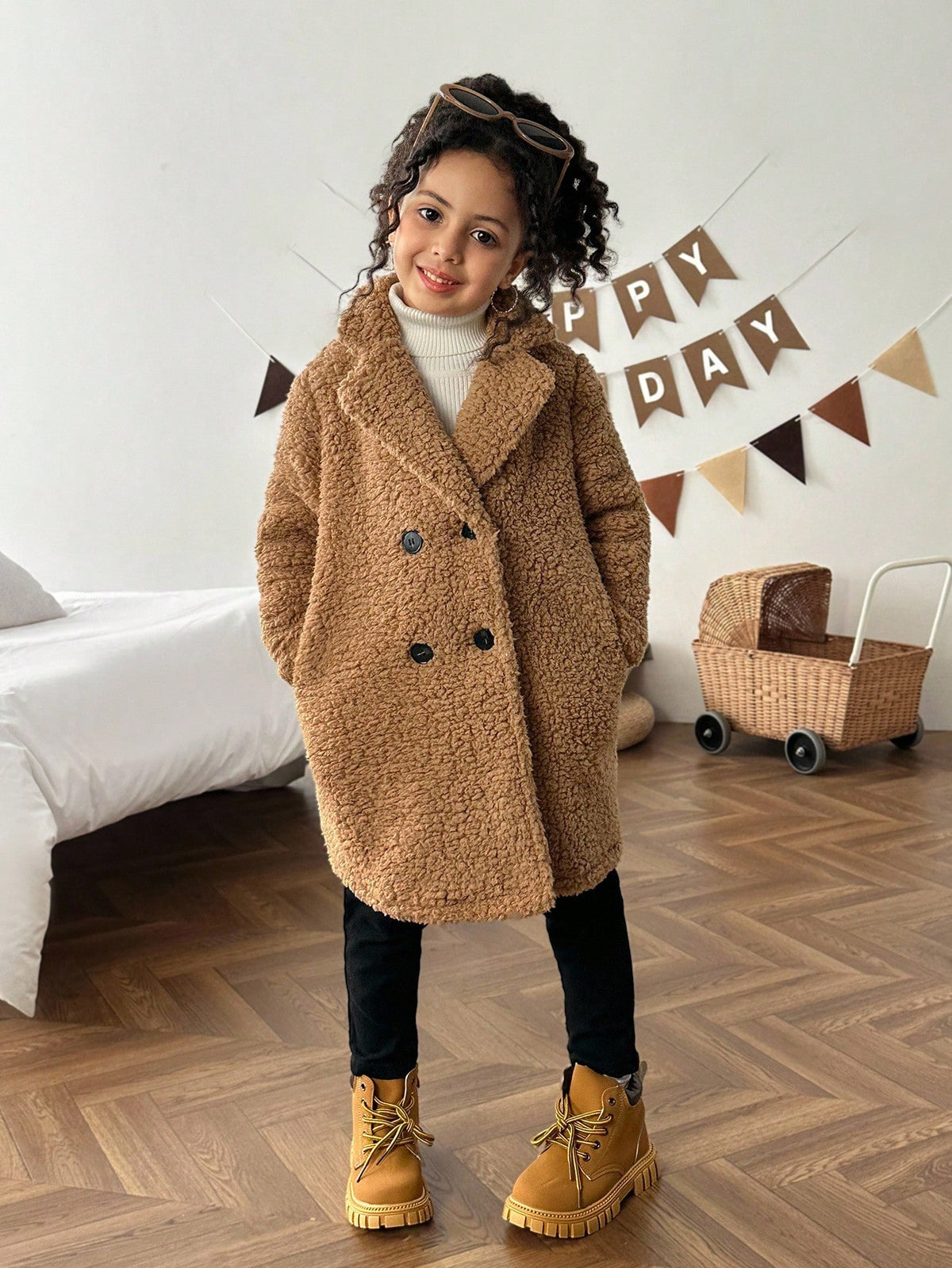 Young Girl Casual Versatile Turndown Collar Thermal Lined Thick Long Sleeve Cardigan Fall Winter